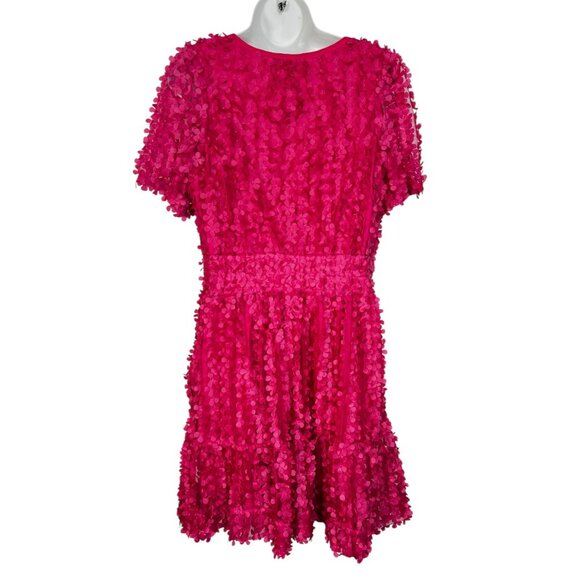 Anthropologie The Somerset Mini Dress Floral Applique Edition Hot Pink Large - Picture 11 of 15